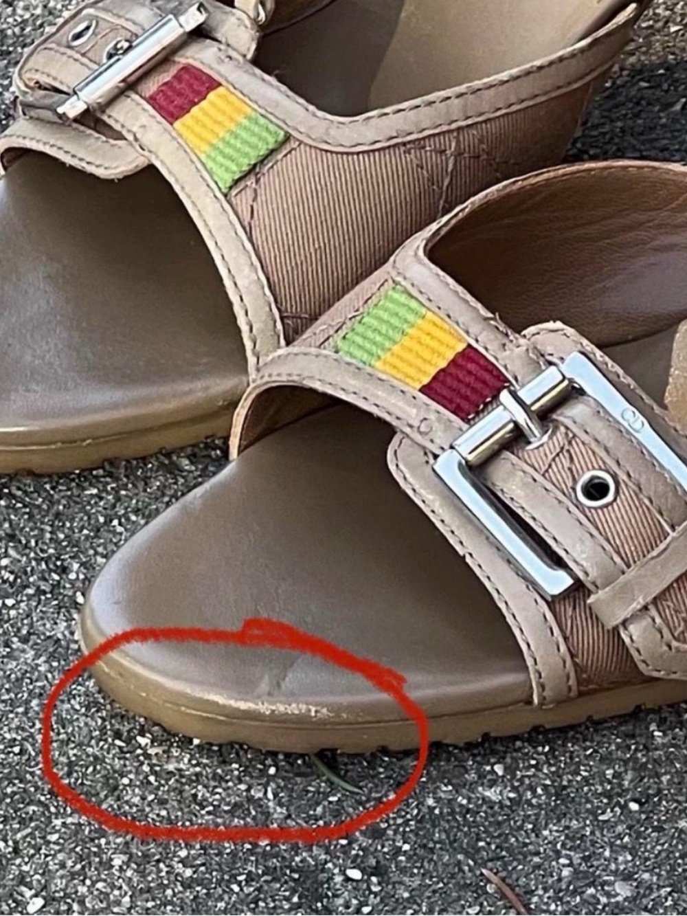Vintage 2004 Dior Rasta Beige Leather Slide Mules with Multicolor Stripe - Picture 8 of 8
